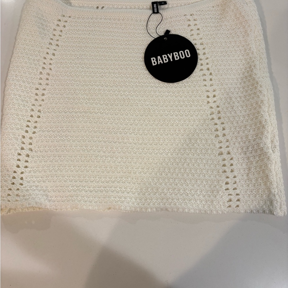 Babyboo Ivory Knit Mini Skirt NWT